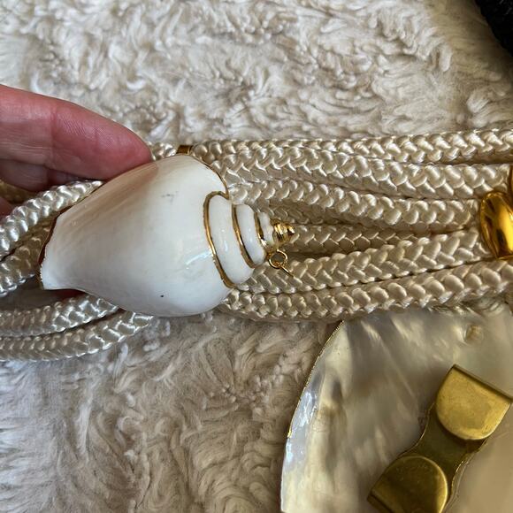 Vintage seashell shell buckle stretch rope belt three belts gold interchangeable - Picture 7 of 11